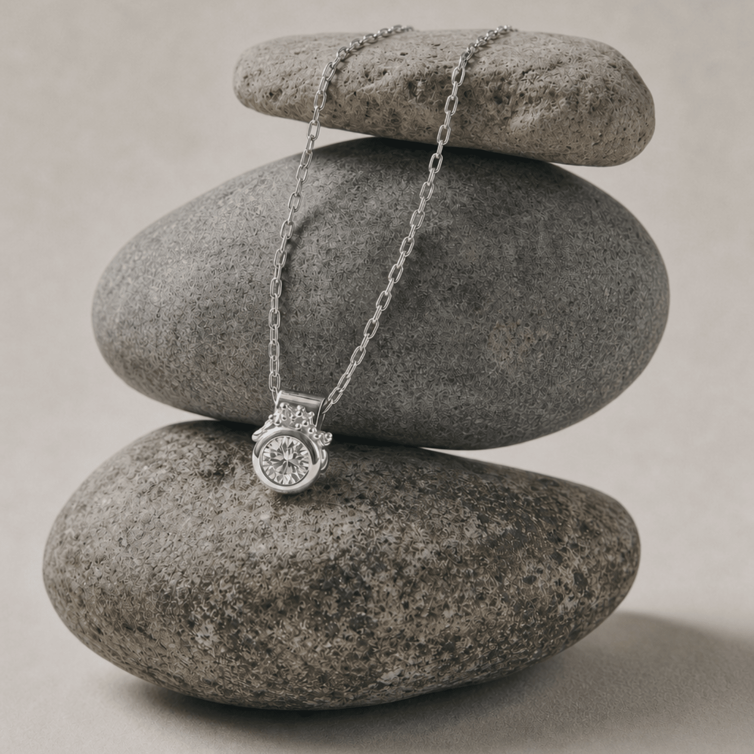 Dainty White Gold Diamond Necklace - Stella - Dainty London