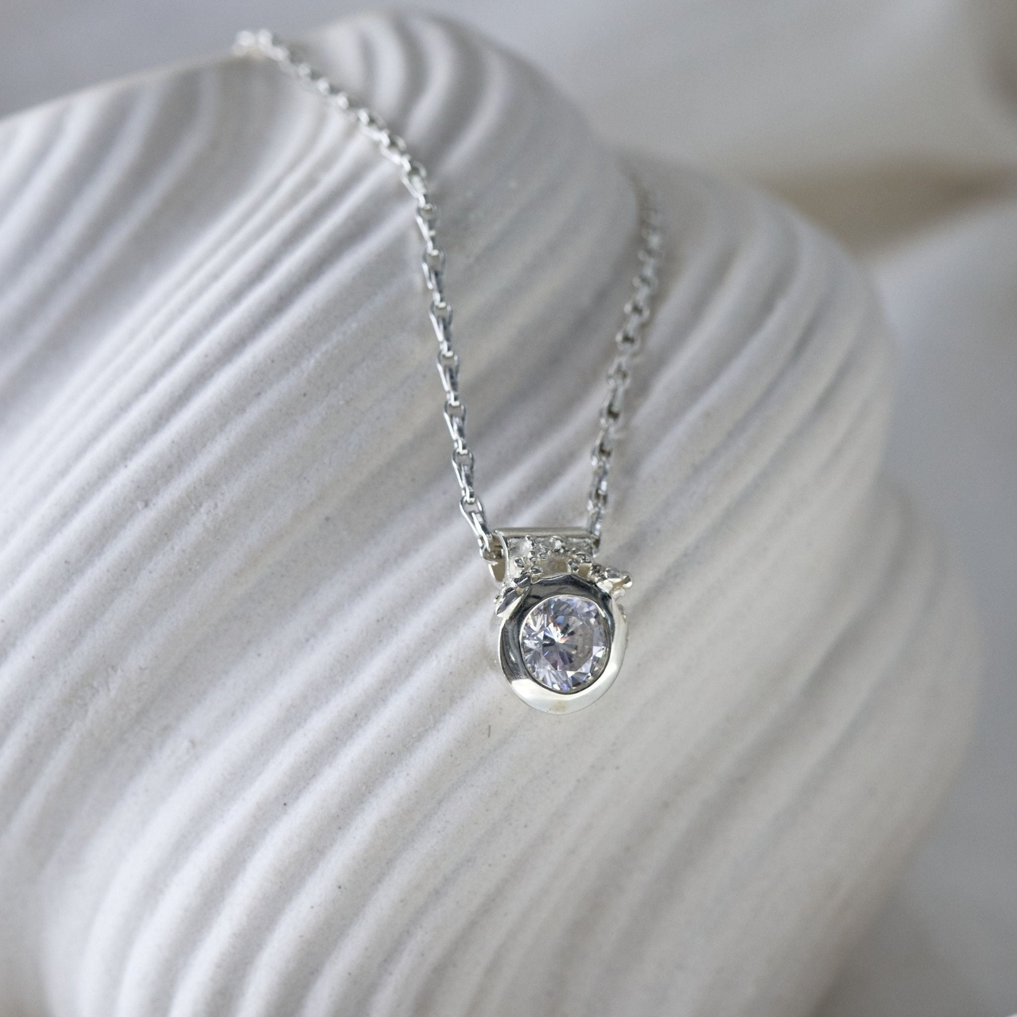 Dainty White Gold Diamond Necklace - Stella - Dainty London