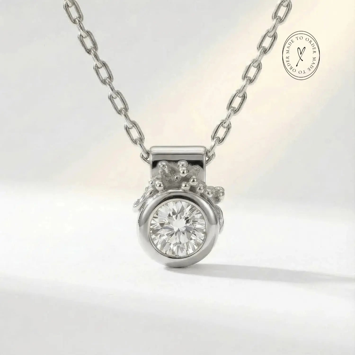 White gold dainty diamond pendant necklace - Stella - Dainty London