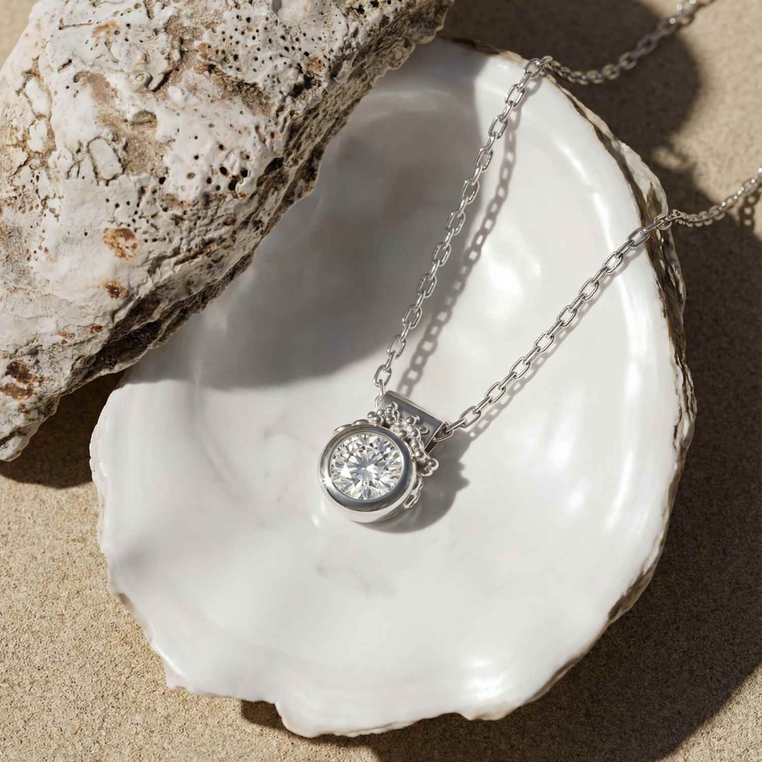 Dainty White Gold Diamond Necklace - Stella - Dainty London