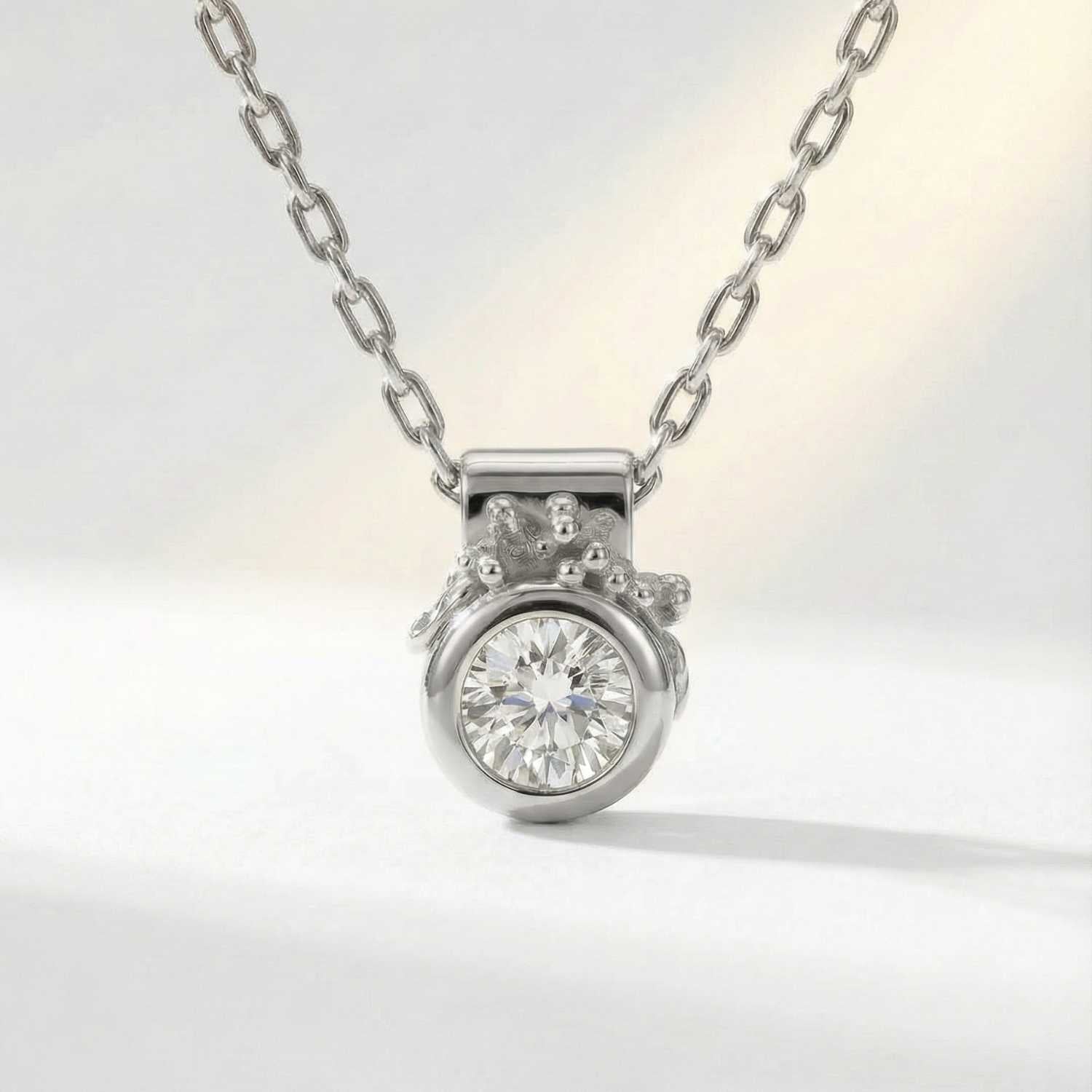 White gold dainty diamond pendant necklace - Stella - Dainty London
