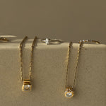 Dainty Yellow Gold Diamond Necklace - Stella - Dainty London