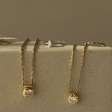 Dainty Yellow Gold Diamond Necklace - Stella - Dainty London