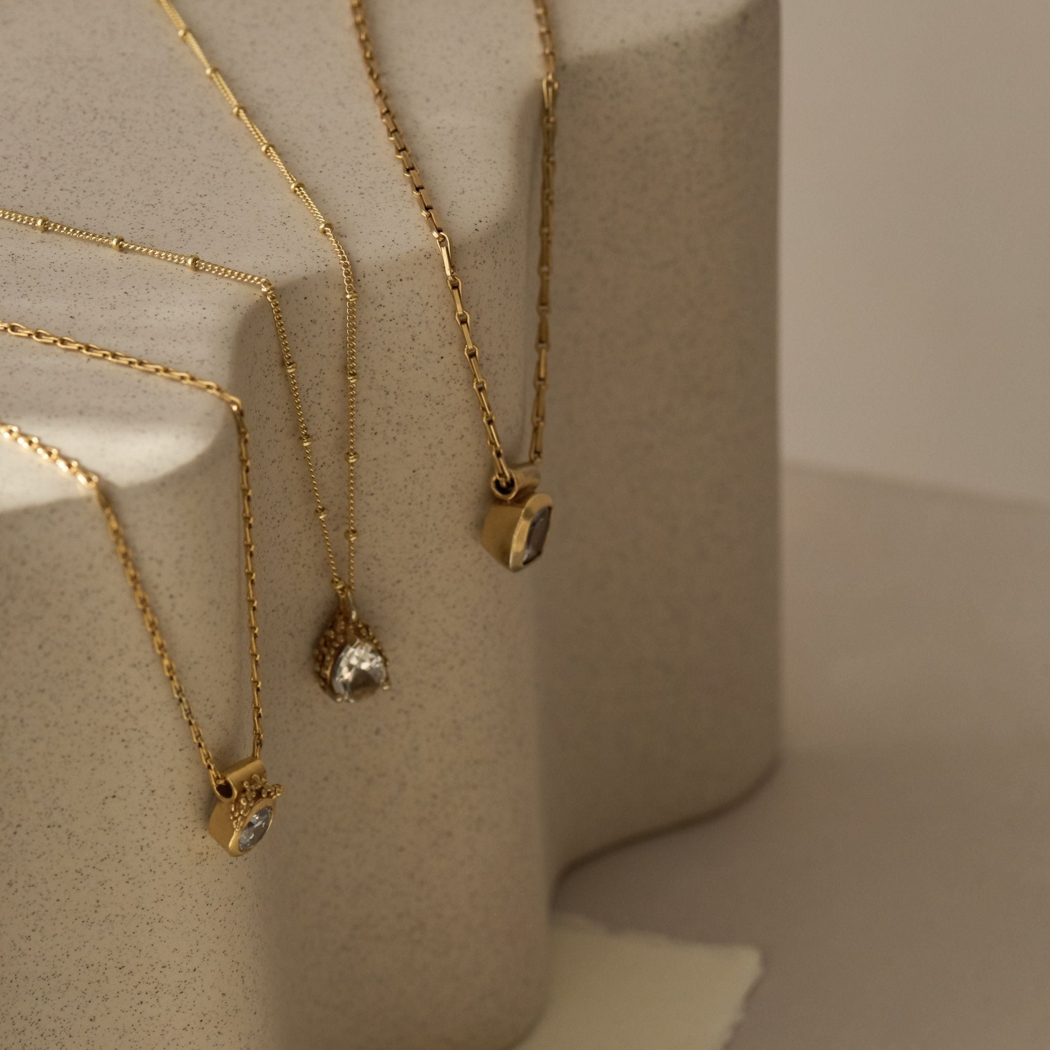 Dainty Yellow Gold Diamond Necklace - Stella - Dainty London