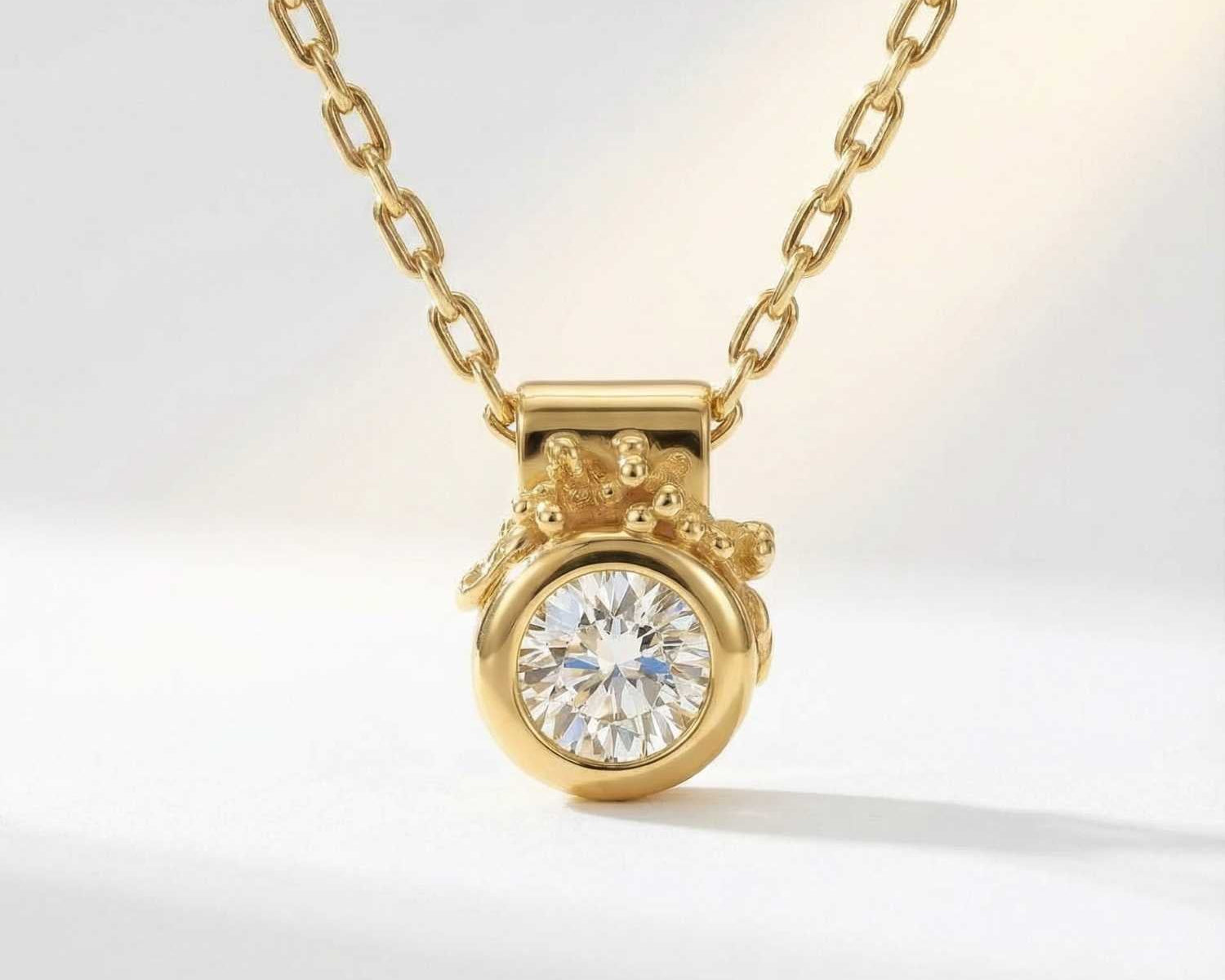 Dainty Yellow Gold Diamond Necklace - Stella - Dainty London