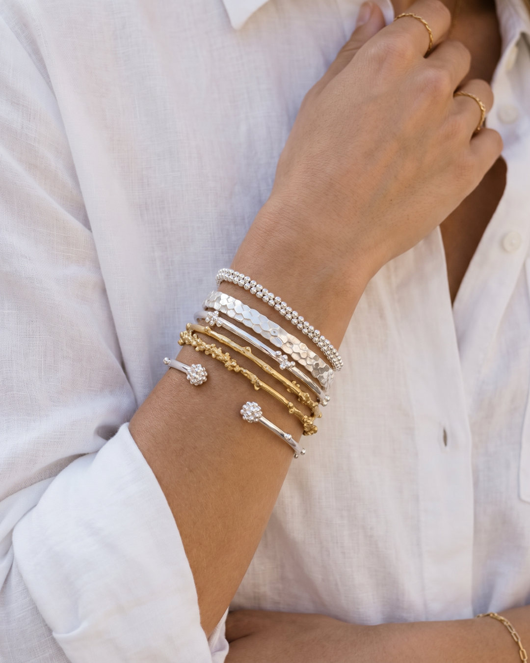 dainty london gold or silver ladies bangles and bracelets