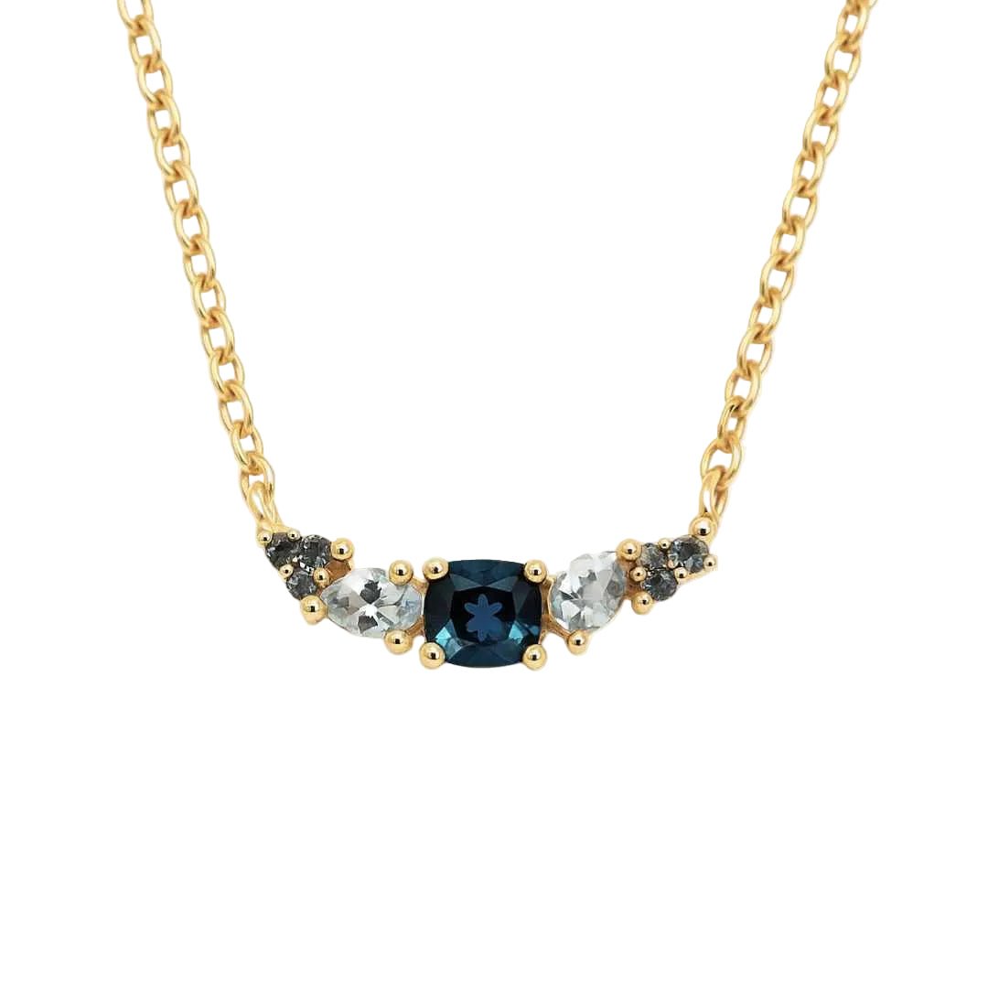 Elegant Topaz Cluster Gold Necklace - Zaria - Dainty London
