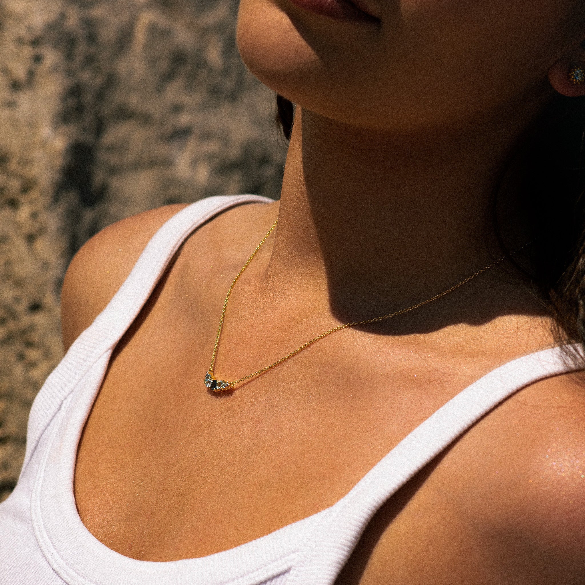 Elegant Topaz Cluster Gold Necklace - Zaria - Dainty London