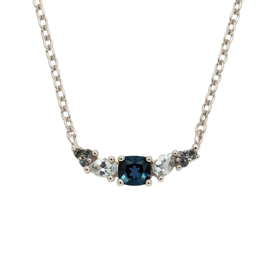 Elegant Topaz Cluster Silver Necklace - Zaria - Dainty London