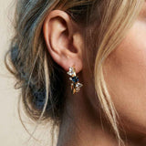 ethically sourced jewellery, topaz gemstone earrings, gold vermeil earrings, sterling silver jewellry, handmade gemstone earrings, gift for her, layered gradient earrings, elegant boho jewelry, sustainable jewellery gift, dawn to night earrings, unique gift for women, statement gemstone hoops, ethical luxury jewelry