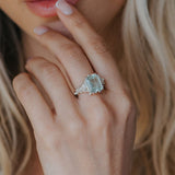 Modern Green Quartz Gemstone Giselle Ring in Silver - Dainty London - Rings