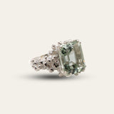 Modern Green Quartz Gemstone Giselle Ring in Silver - Dainty London - Rings