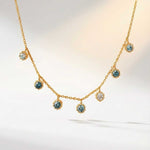 Gold Aqua Necklace with Barnacles and Rainbow Topaz - Dainty London