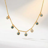 Gold Aqua Necklace with Barnacles and Rainbow Topaz - Dainty London