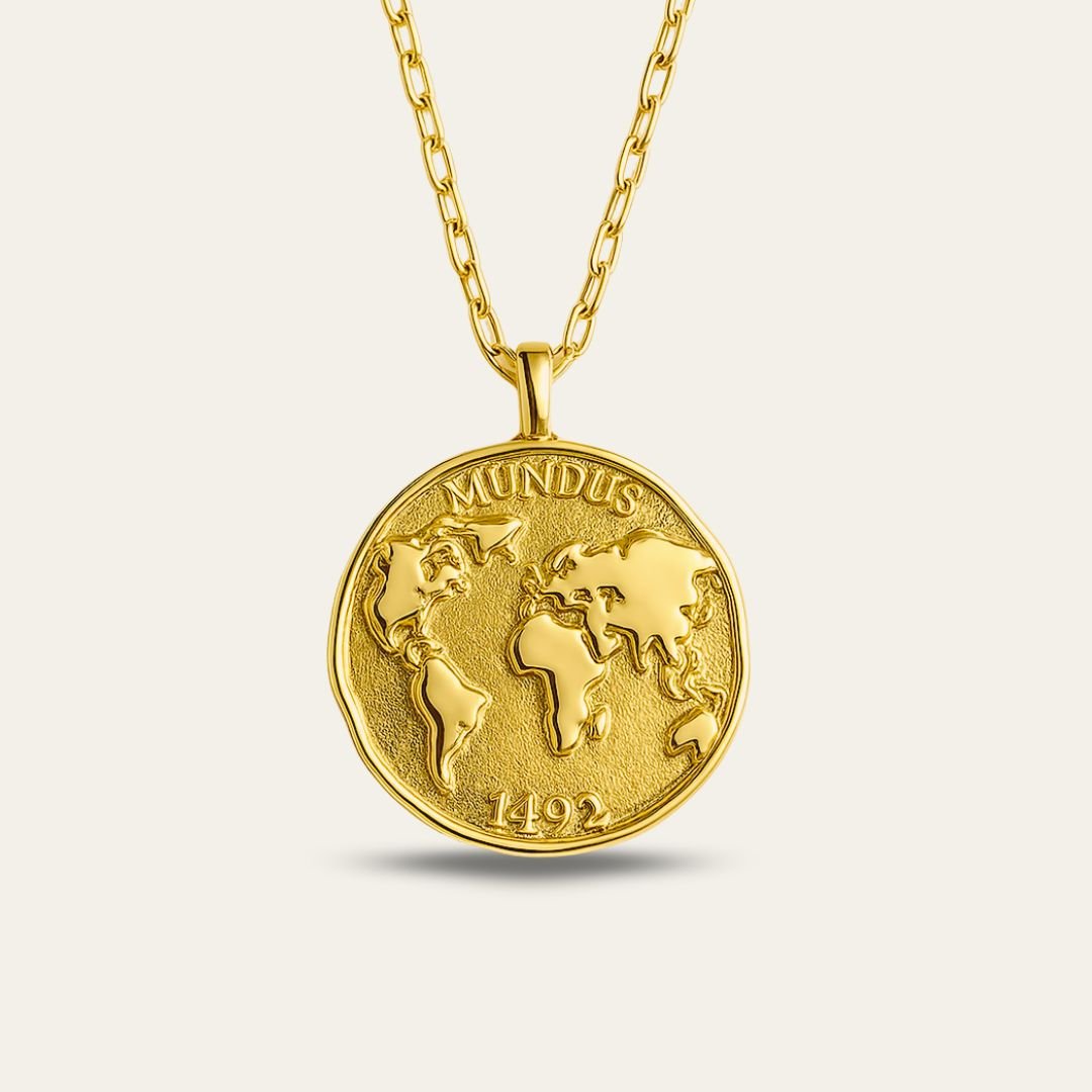Gold Atlas World Explorer Necklace - Dainty London travel necklace, globe pendant, explorer jewellery, map charm, adventure gift, wanderlust jewellry, gold explorer necklace, handmade travel gift, travel enthusiast gift, unique map necklace, vintage style necklace, everyday explorer jewelry, travel lover gift