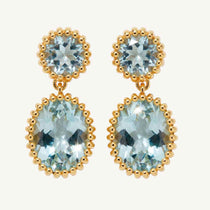 coastal jewellery, ocean-inspired earrings, sky blue topaz, statement hoops, mythology jewelry, women’s gift jewellry, gold vermeil earrings, boho style earrings, something blue bridal wedding day, beach jewelry, unique gift for her, celestial jewelry, summer accessories