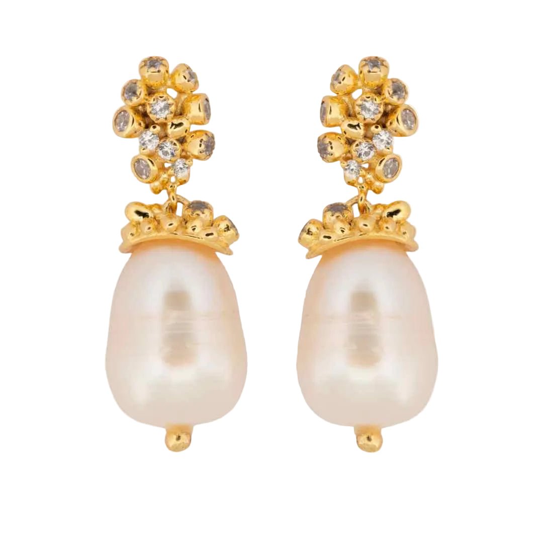 Gold Baroque Pearl Earrings - Lyra - Dainty London