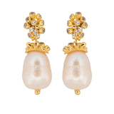 Gold Baroque Pearl Earrings - Lyra - Dainty London
