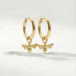Gold Bumble Bee Huggie Hoop Earrings - Dainty London