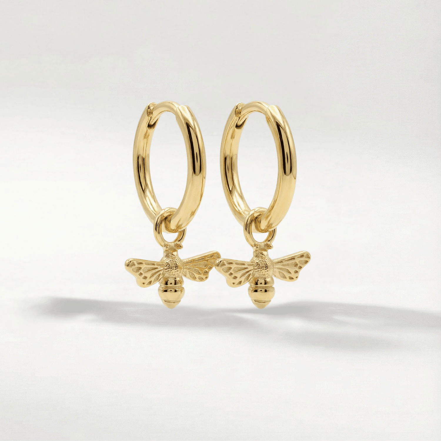 Gold Bumble Bee Huggie Hoop Earrings - Dainty London
