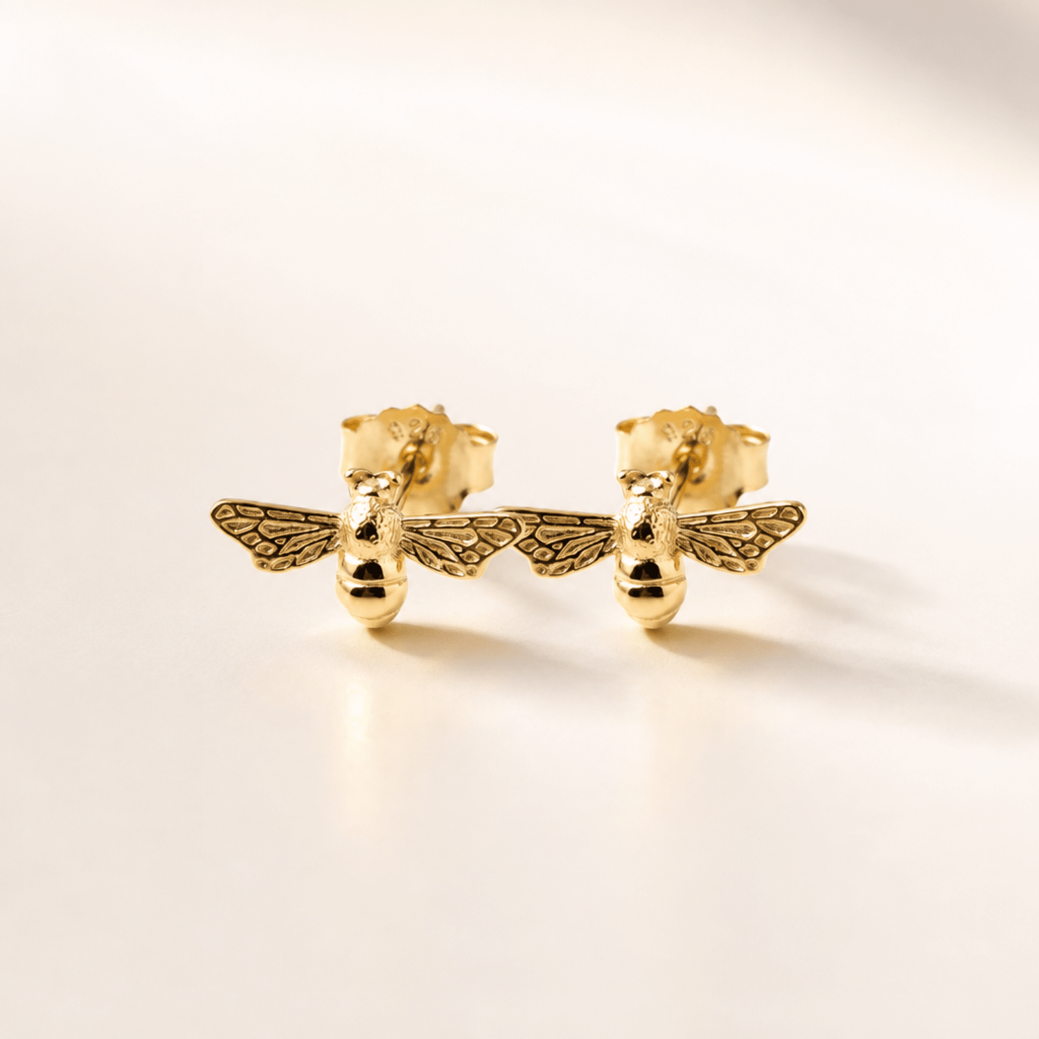 Gold Bumble Bee Stud Earrings - Dainty London