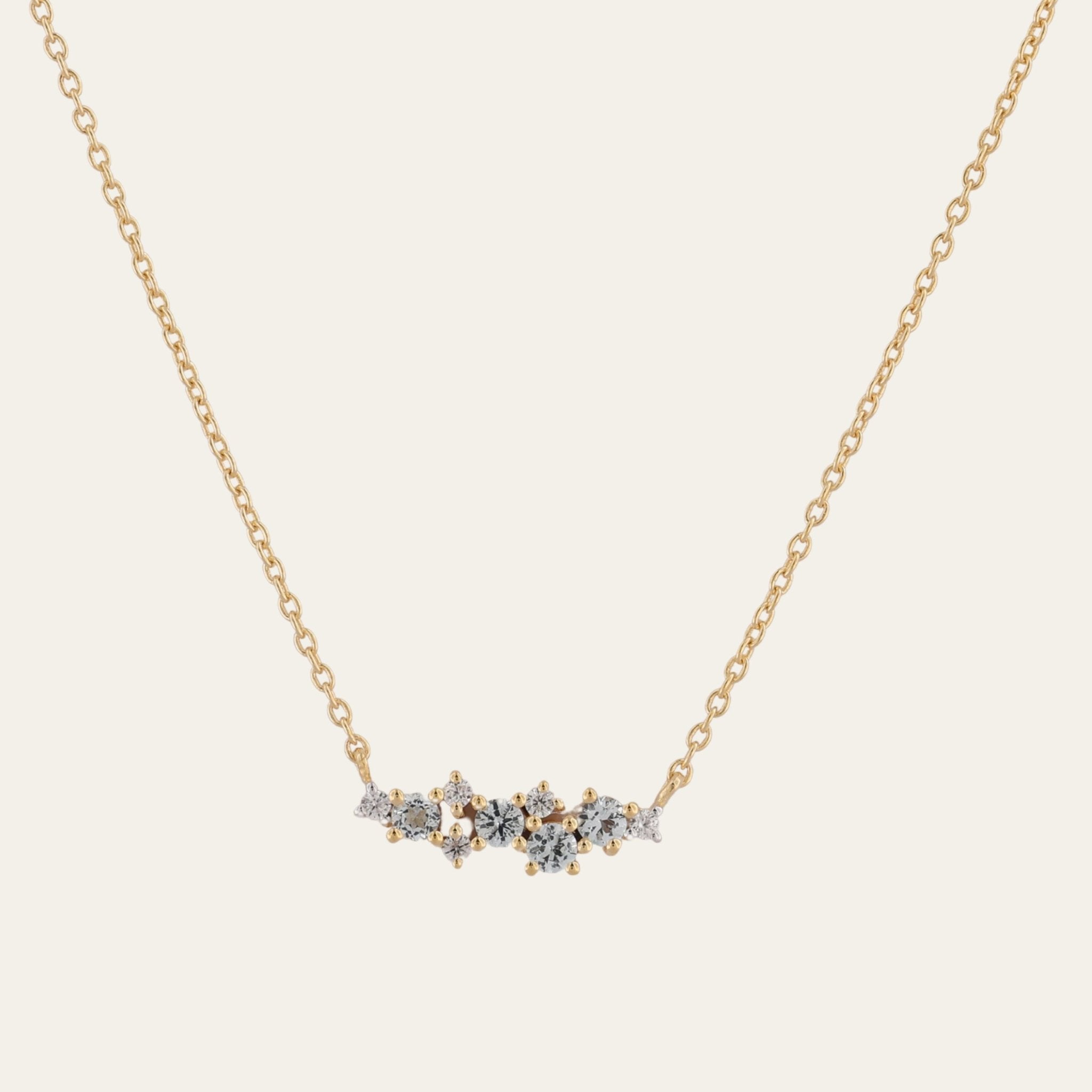Gold Elara Necklace - Topaz Gemstone Cluster - Bridesmaids Gifts for Wedding Day - Dainty London