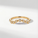 Gold Ethereal Curved Diamond Ring - The Cressida Ring - Dainty London