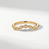 Gold Ethereal Curved Diamond Ring - The Cressida Ring - Dainty London
