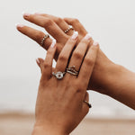 Gold Ethereal Curved Diamond Ring - The Cressida Ring - Dainty London