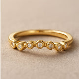 Gold Ethereal Curved Diamond Ring - The Cressida Ring - Dainty London