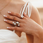 Gold Ethereal Curved Diamond Ring - The Cressida Ring - Dainty London