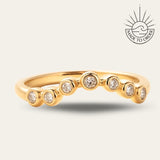 Gold Ethereal Curved Diamond Ring - The Cressida Ring - Dainty London