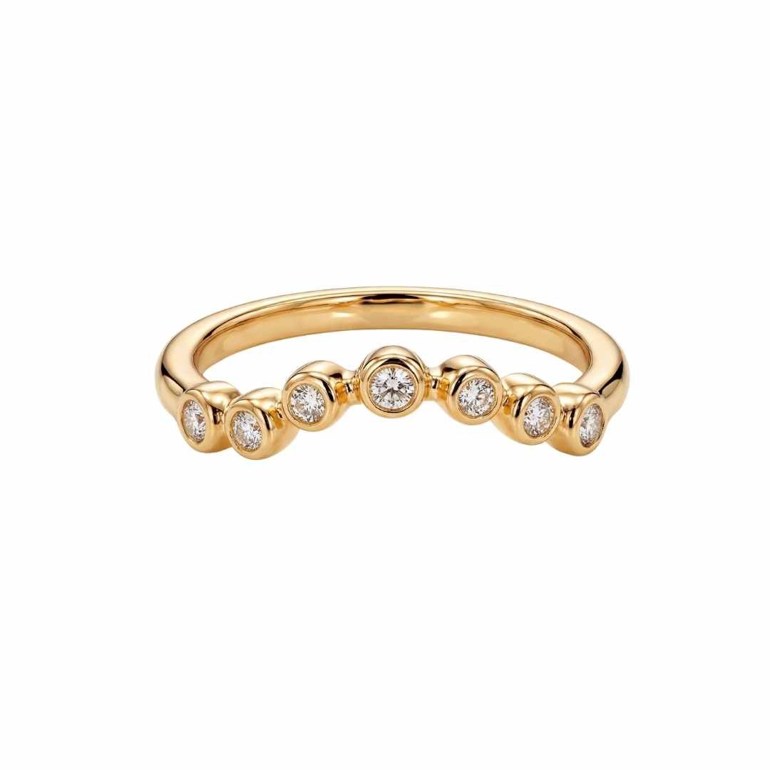 Gold Ethereal Curved Diamond Ring - The Cressida Ring - Dainty London