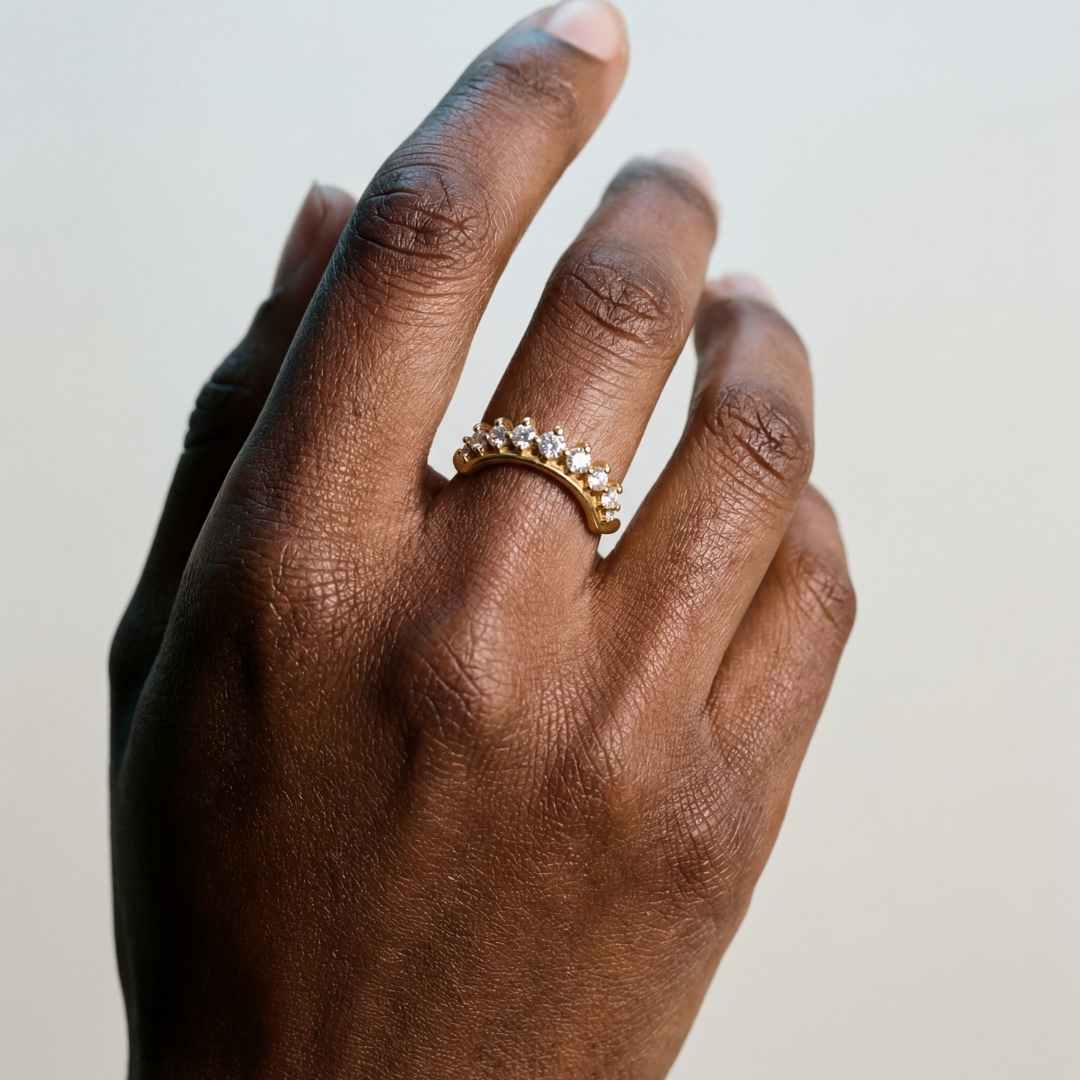 Gold Halo Diamond Ring - The Nora Ring - Dainty London