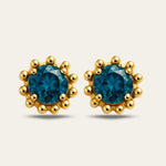 Gold London Blue Topaz Cleodora Studs - Dainty London