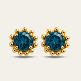 Gold London Blue Topaz Cleodora Studs - Dainty London
