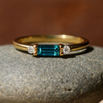 Gold London Blue Topaz Diamond Ring - Roxana - Dainty London