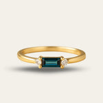 Gold London Blue Topaz Diamond Ring - Roxana - Dainty London