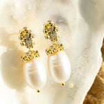 Gold Lyra Baroque Pearl Earrings - Dainty London