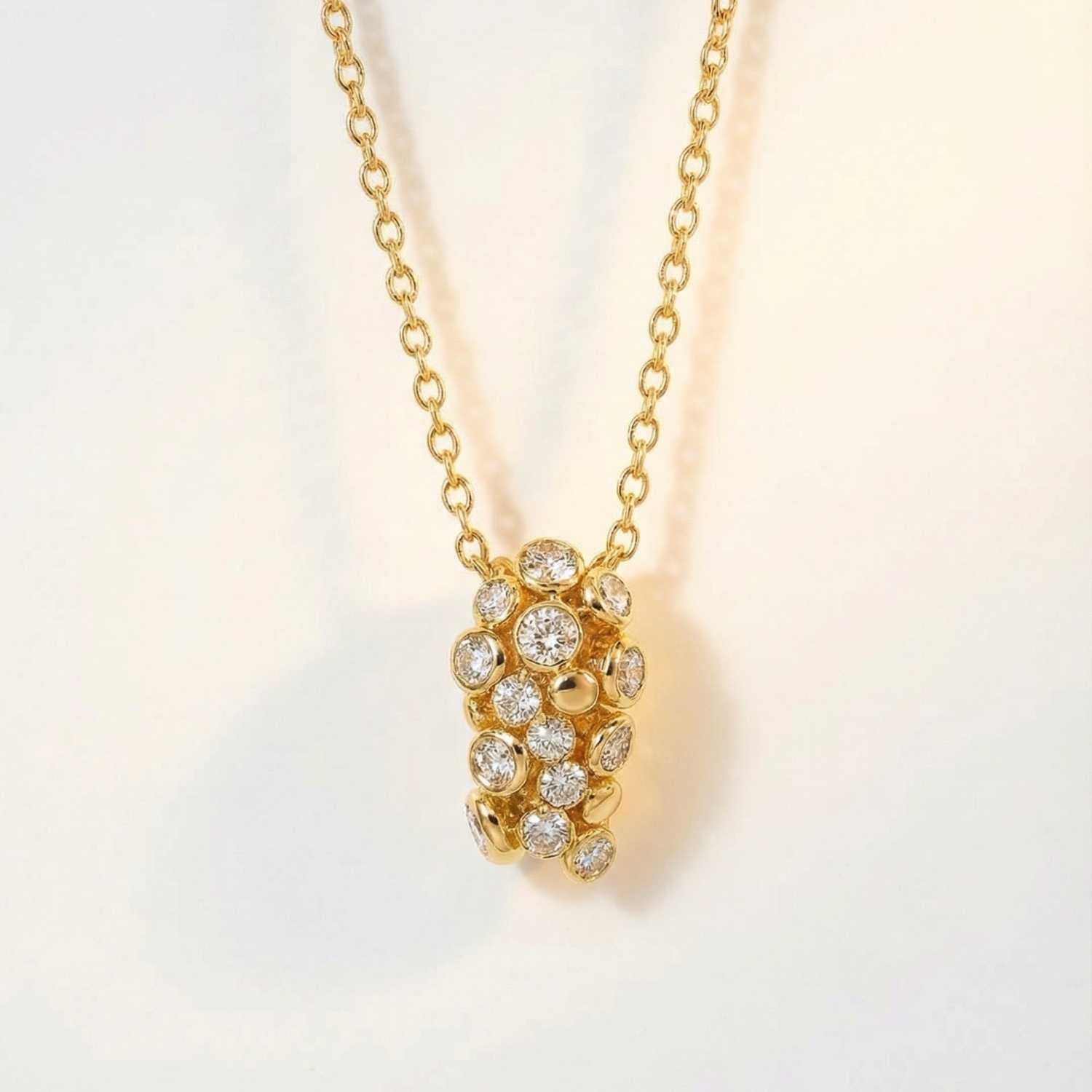 Gold Lyra Necklace with Barnacles and White Topaz - Dainty London