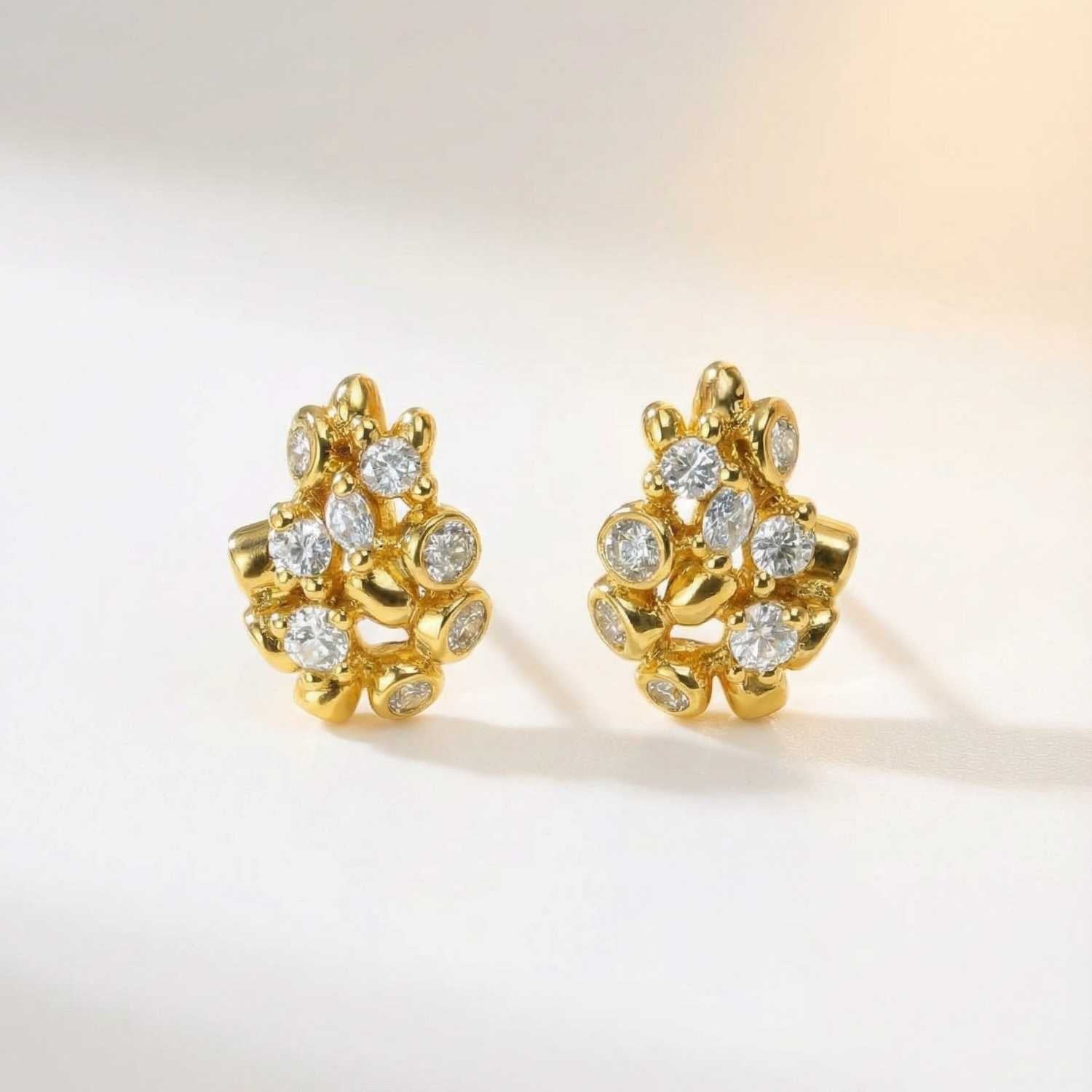 Gold Lyra Stud Earrings - Dainty London