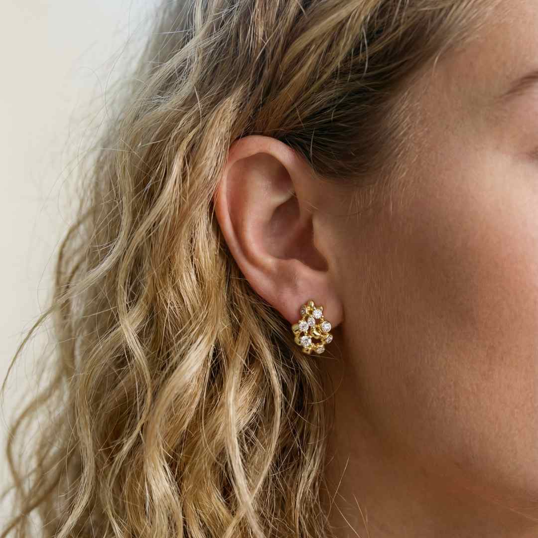Gold Lyra Stud Earrings - Dainty London