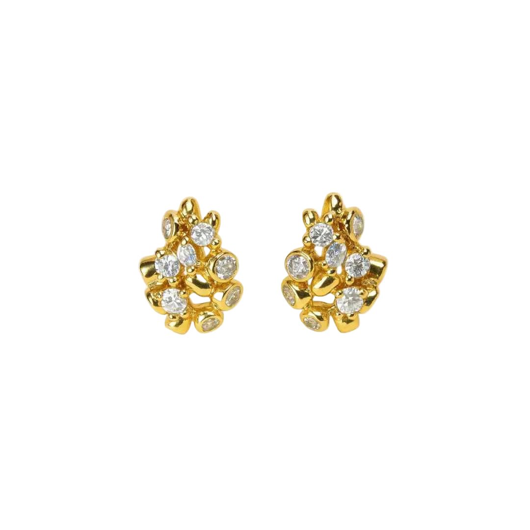 Gold Lyra Stud Earrings - Dainty London