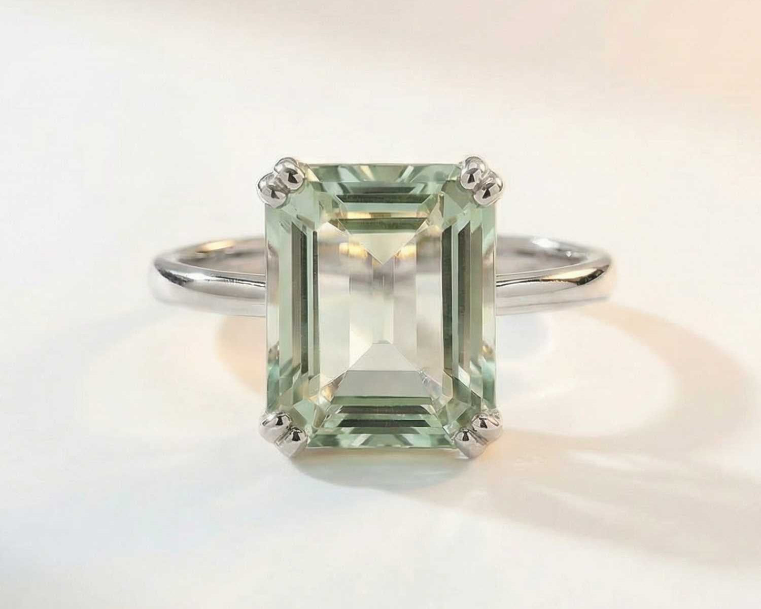 Gold or Silver Green Quartz Ring - Luna - Dainty London