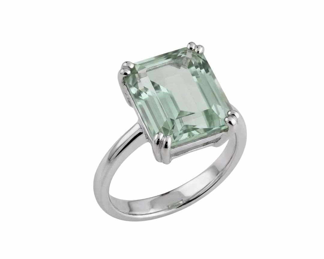 Gold or Silver Green Quartz Ring - Luna - Dainty London