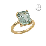 Gold or Silver Green Quartz Ring - Luna - Dainty London