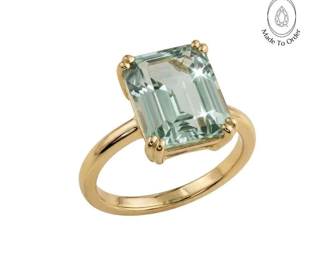 Gold or Silver Green Quartz Ring - Luna - Dainty London