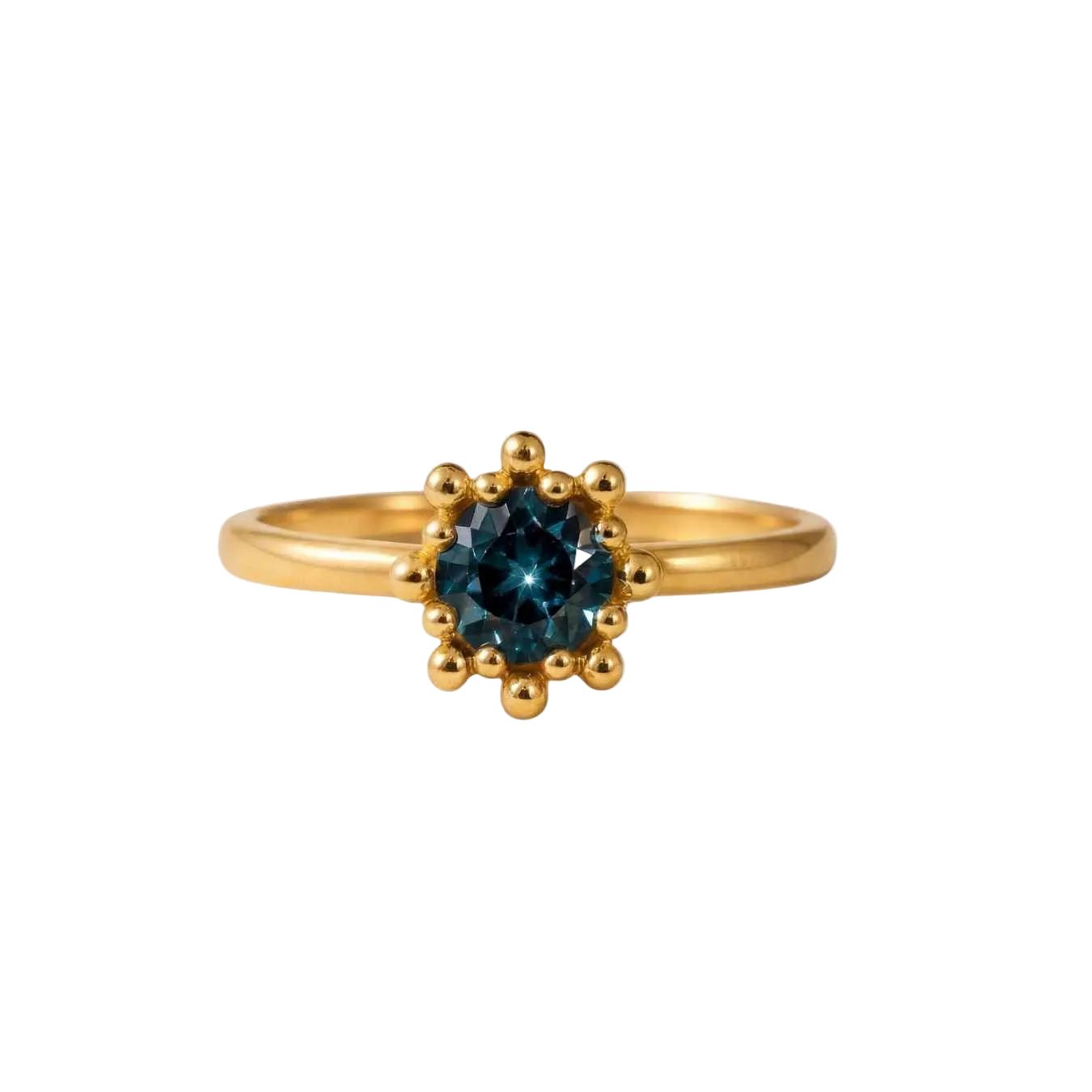Gold or Silver Large Zaria ring with barnacles and London Blue Topaz - Dainty London