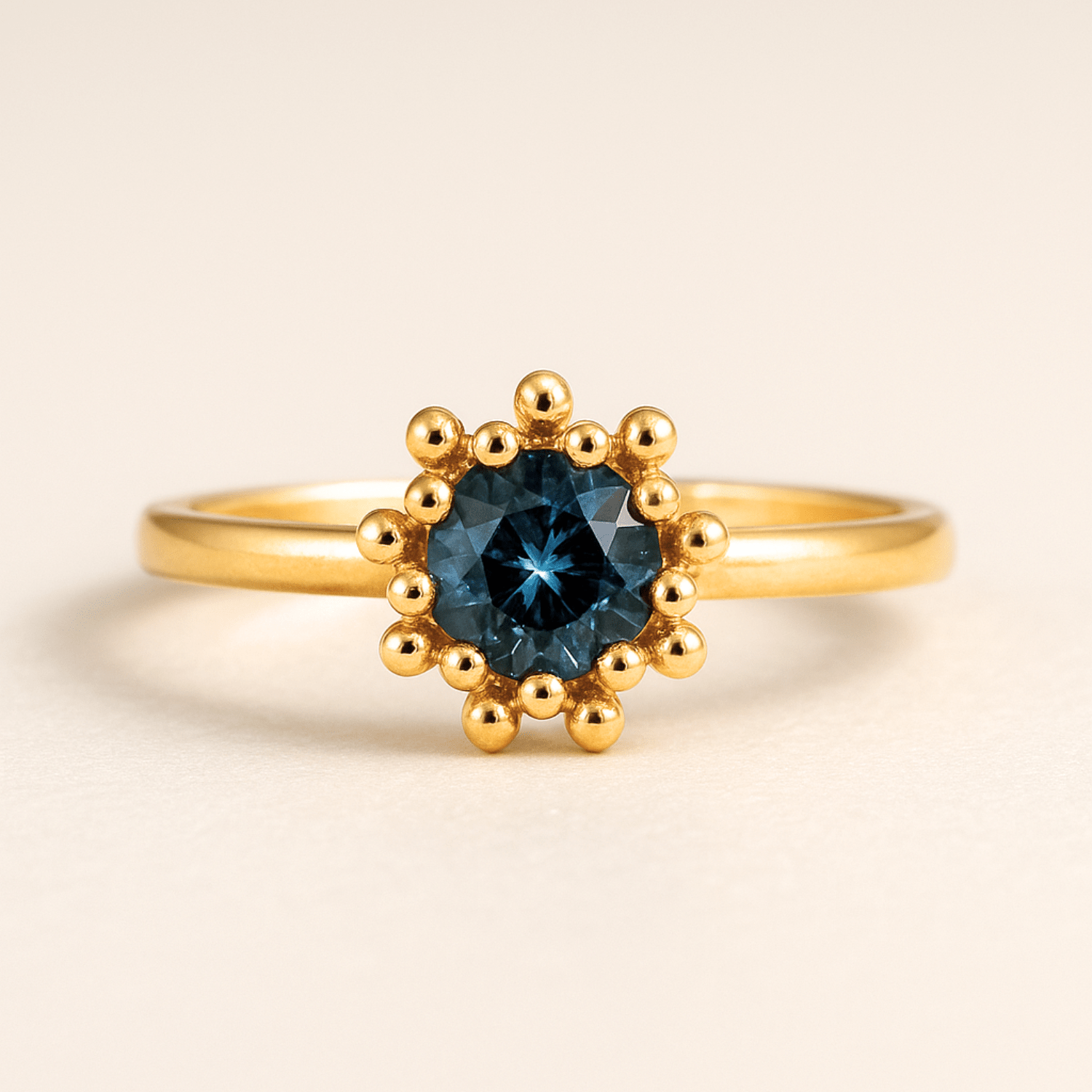 Gold or Silver Mini Zaria ring with barnacles and London Blue Topaz - Dainty London