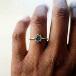 Gold or Silver Mini Zaria ring with barnacles and London Blue Topaz - Dainty London